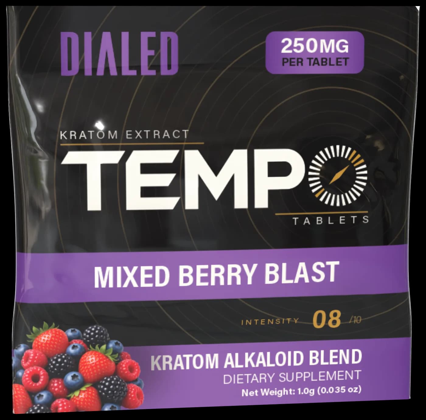 Dialed Tempo Mixed Berry Blast 1ct kratom extract tablet sachet