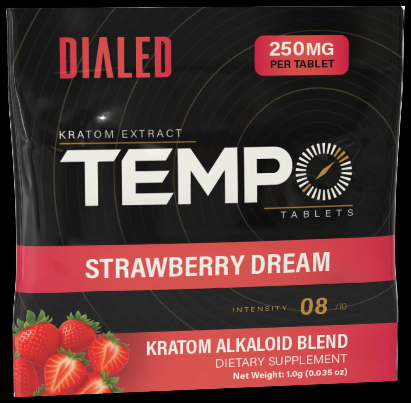 Dialed Tempo Strawberry Dream 1ct kratom extract tablet sachet